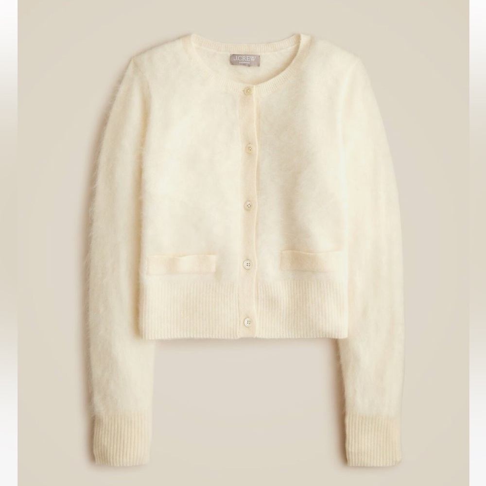 J.Cream Cream Brushed Cashmere Cardigan Sweater
